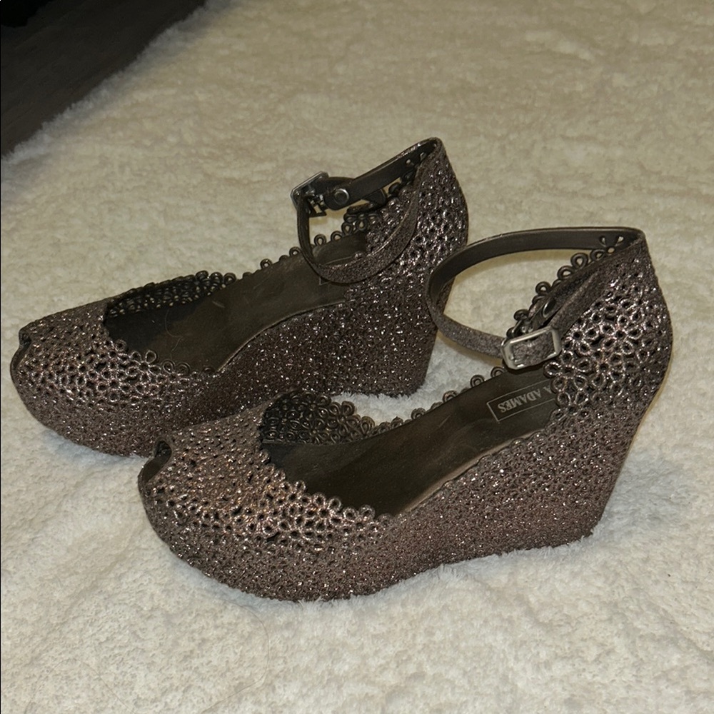 Vince Camuto Brown Wedge Shoes with Perforated Design